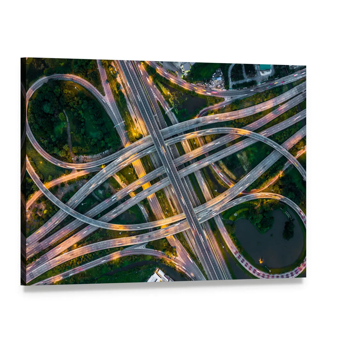 Bangkok Expressway Canvas Wall Art, single panel gallery wrapped canvas, angled product view