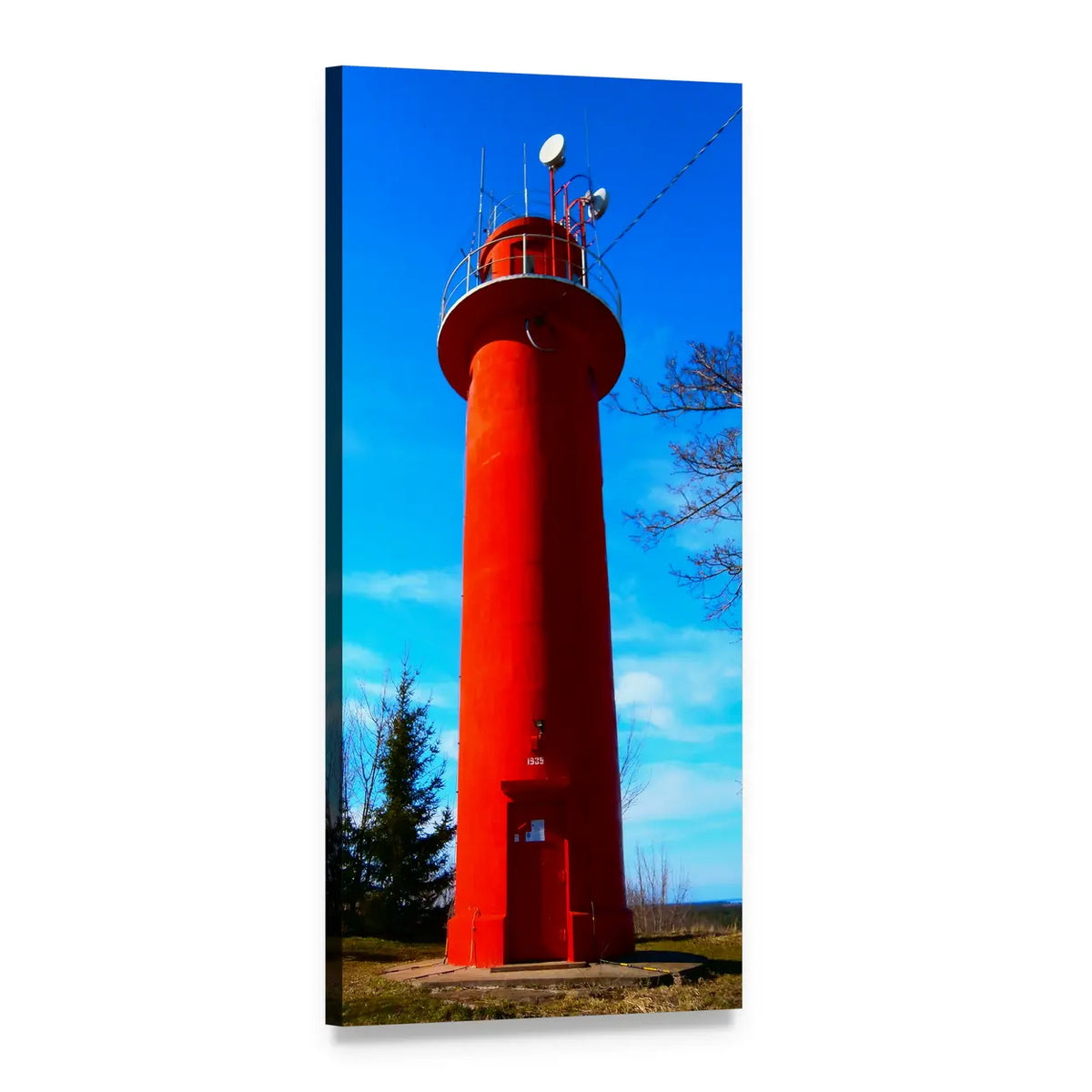 Beacon Coast Lighthouse Vertical Canvas Wall Art, 1 panel 1 Vertical layout gallery wrapped canvas set, angled product view