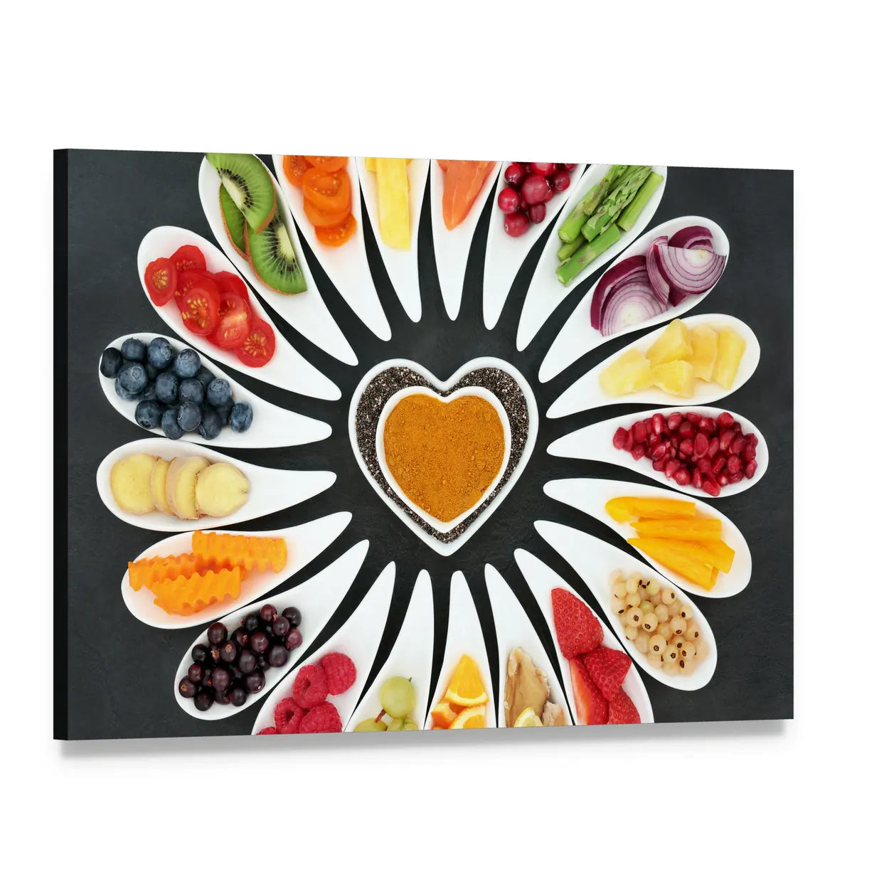 Healthy Heart Food Canvas Wall Art, single panel gallery wrapped canvas, angled product view
