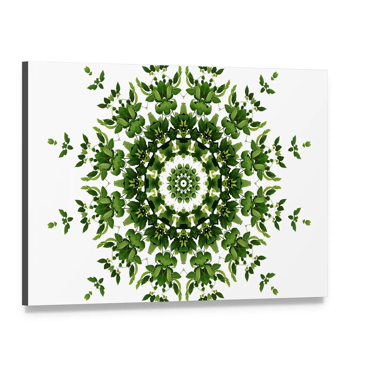 Green Mandala Pattern Canvas Wall Art, single panel gallery wrapped canvas, angled product view