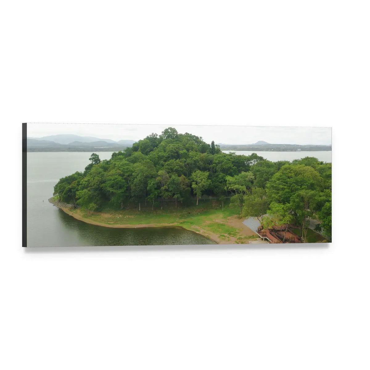 View of Bang Phra Reservoir, Thailand Panoramic Canvas Wall Art, single panel gallery wrapped canvas, angled product view