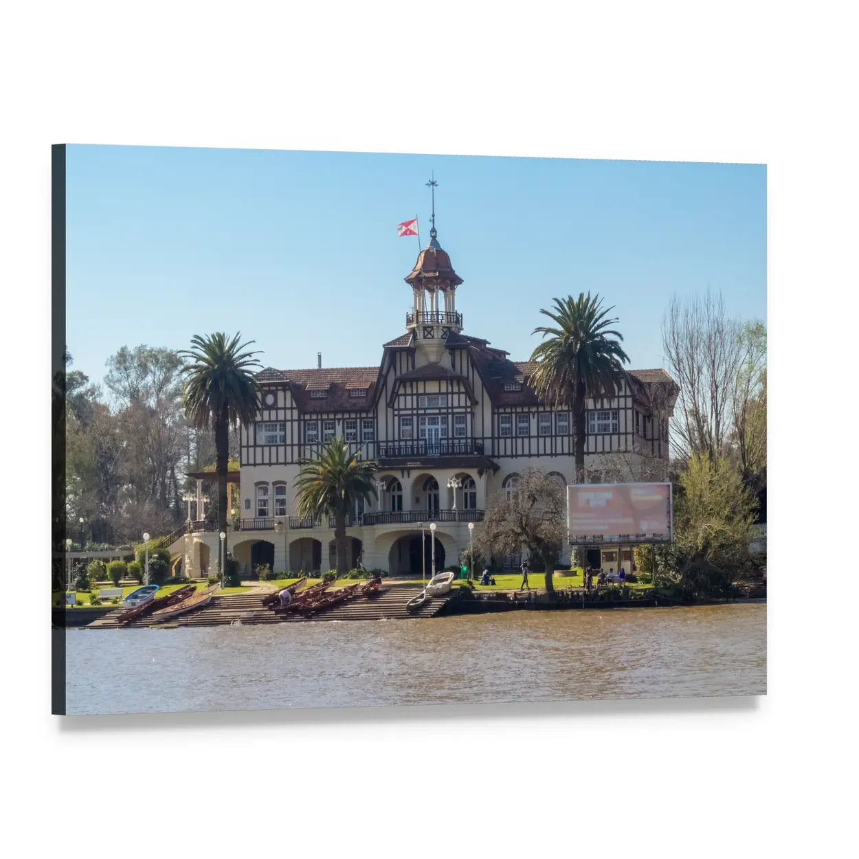Boat Club in Argentina Canvas Wall Art, single panel gallery wrapped canvas, angled product view