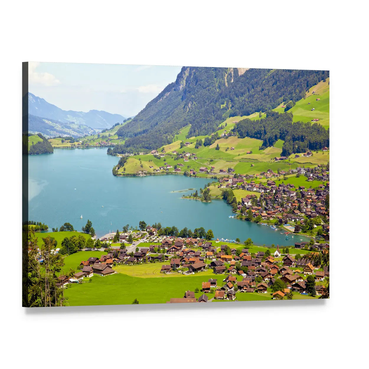 Lungern Village, Switzerland Canvas Wall Art, single panel gallery wrapped canvas, angled product view