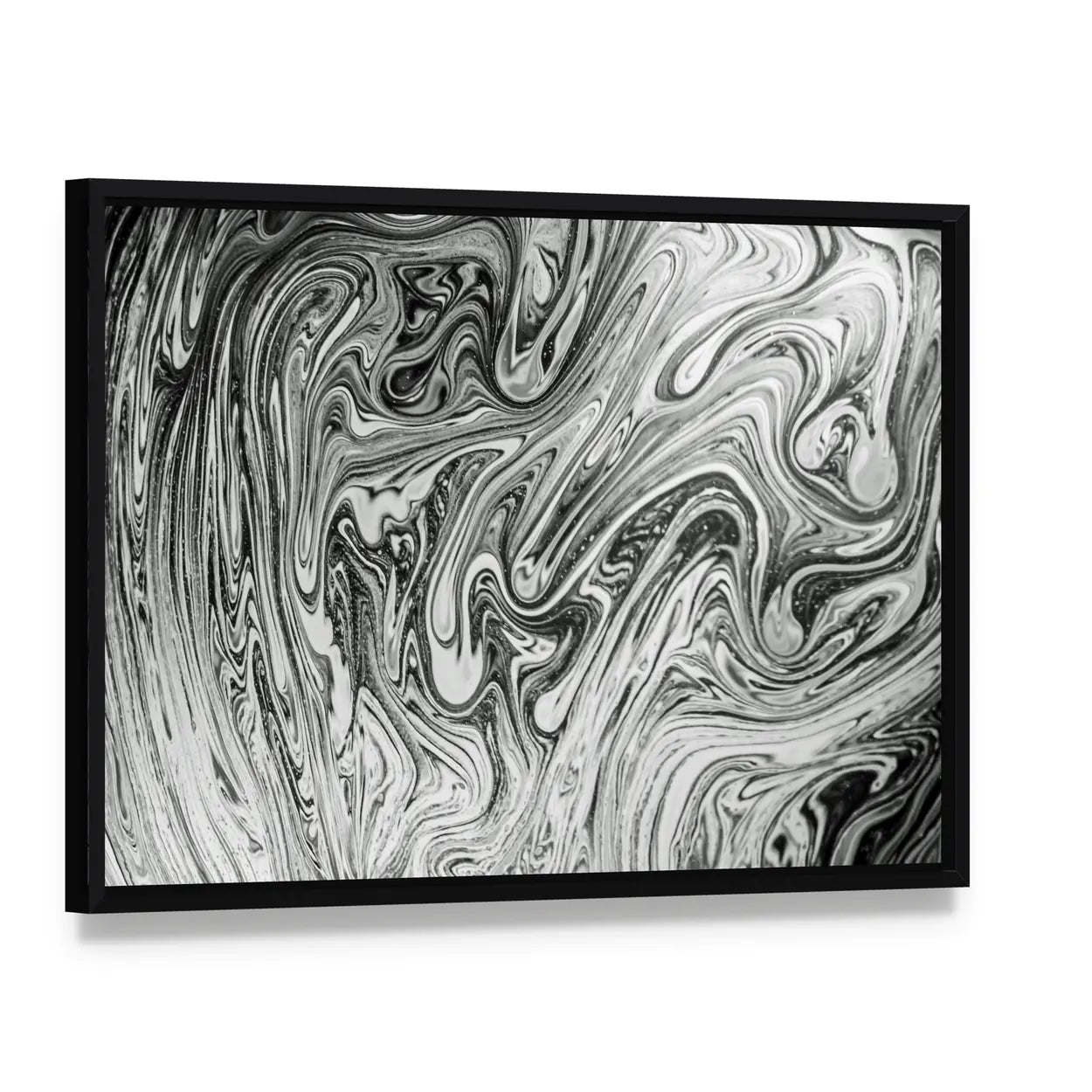 Soap Bubbles Pattern Canvas Wall Art, framed canvas in a black floater frame, angled product view