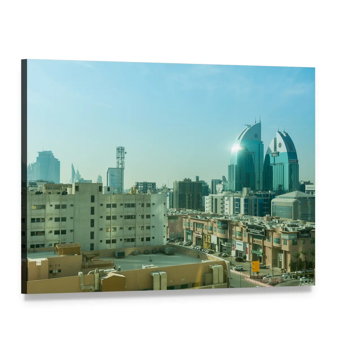 Riyadh Buildings and Skyline Canvas Wall Art, single panel gallery wrapped canvas, angled product view