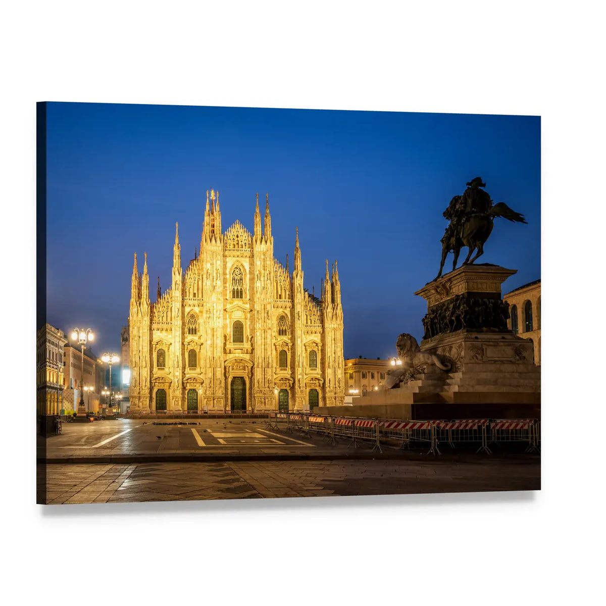Milan Cathedral at Dusk Canvas Wall Art, single panel gallery wrapped canvas, angled product view