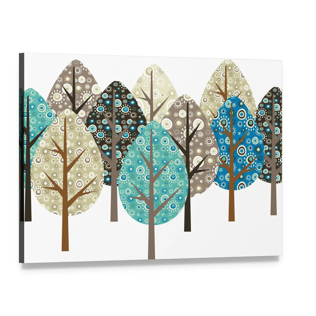 Autumn Mandala Trees Canvas Wall Art, single panel gallery wrapped canvas, angled product view