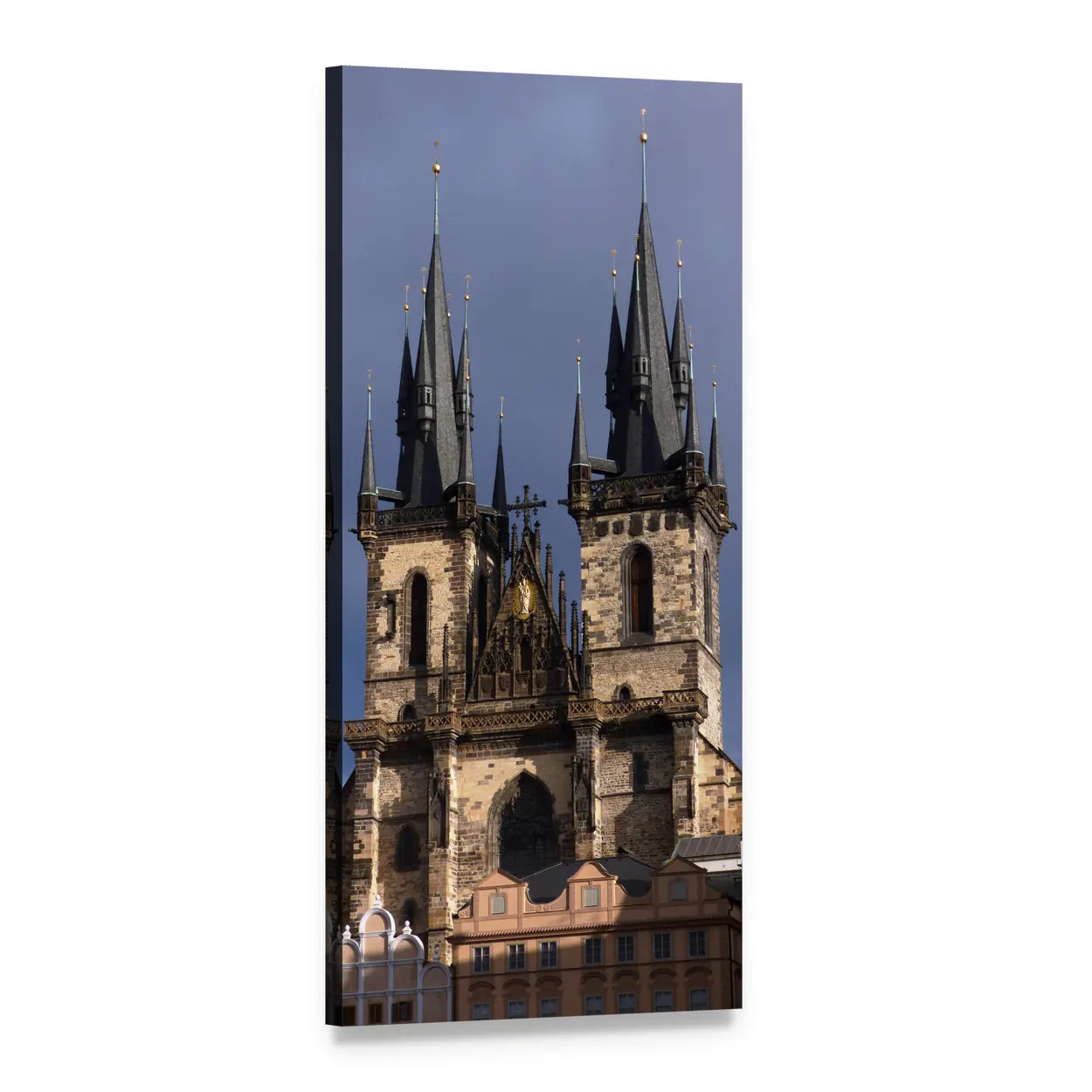 Cathedral Tower in Prague Vertical Canvas Wall Art, 1 panel 1 Vertical layout gallery wrapped canvas set, angled product view