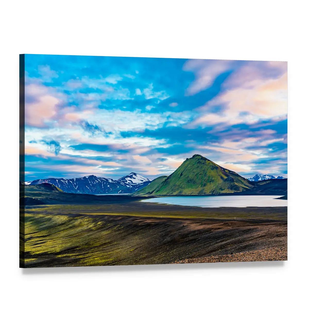 Blahylur Lake, Iceland Canvas Wall Art, single panel gallery wrapped canvas, angled product view