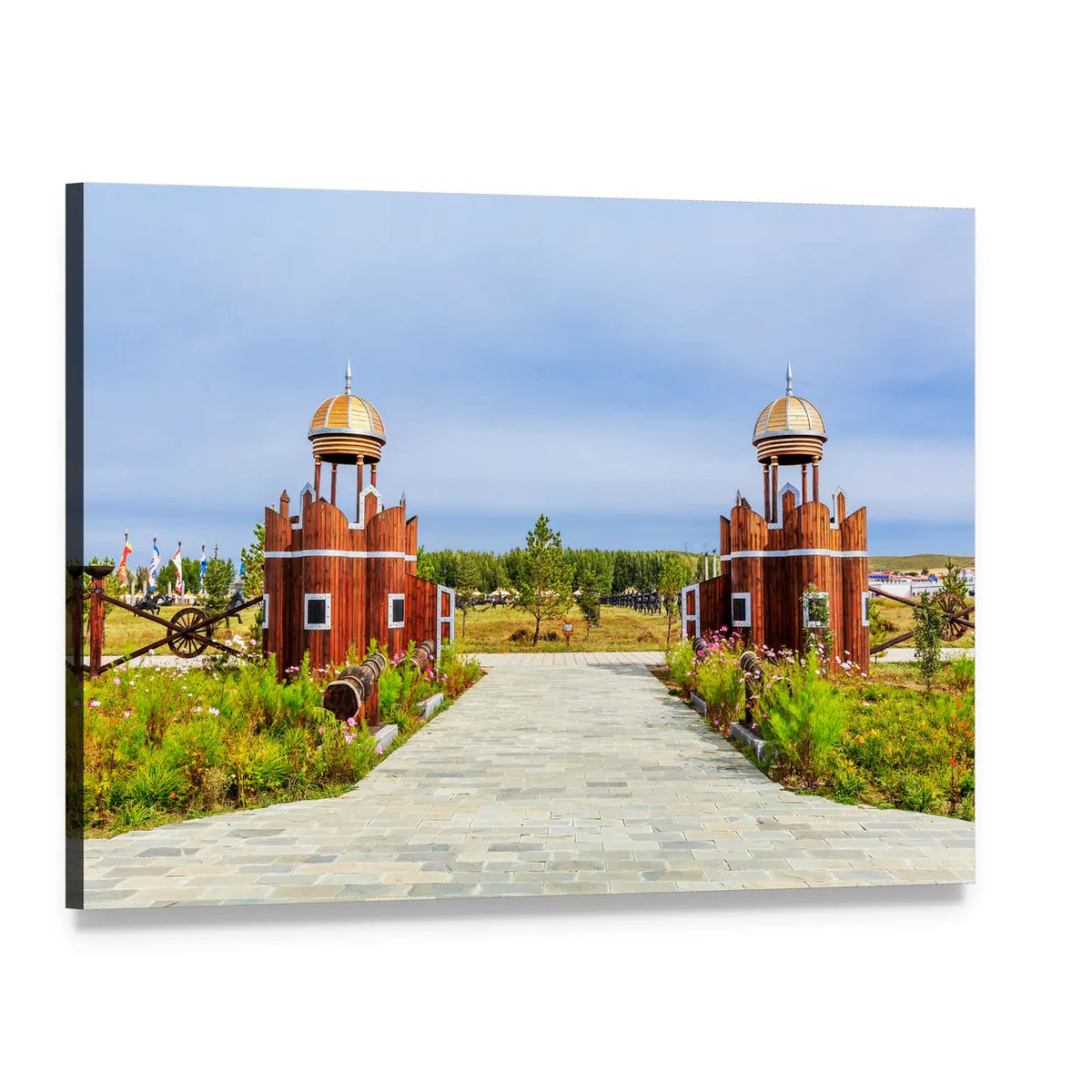 Jingbei Grassland Khan Palace Canvas Wall Art, single panel gallery wrapped canvas, angled product view