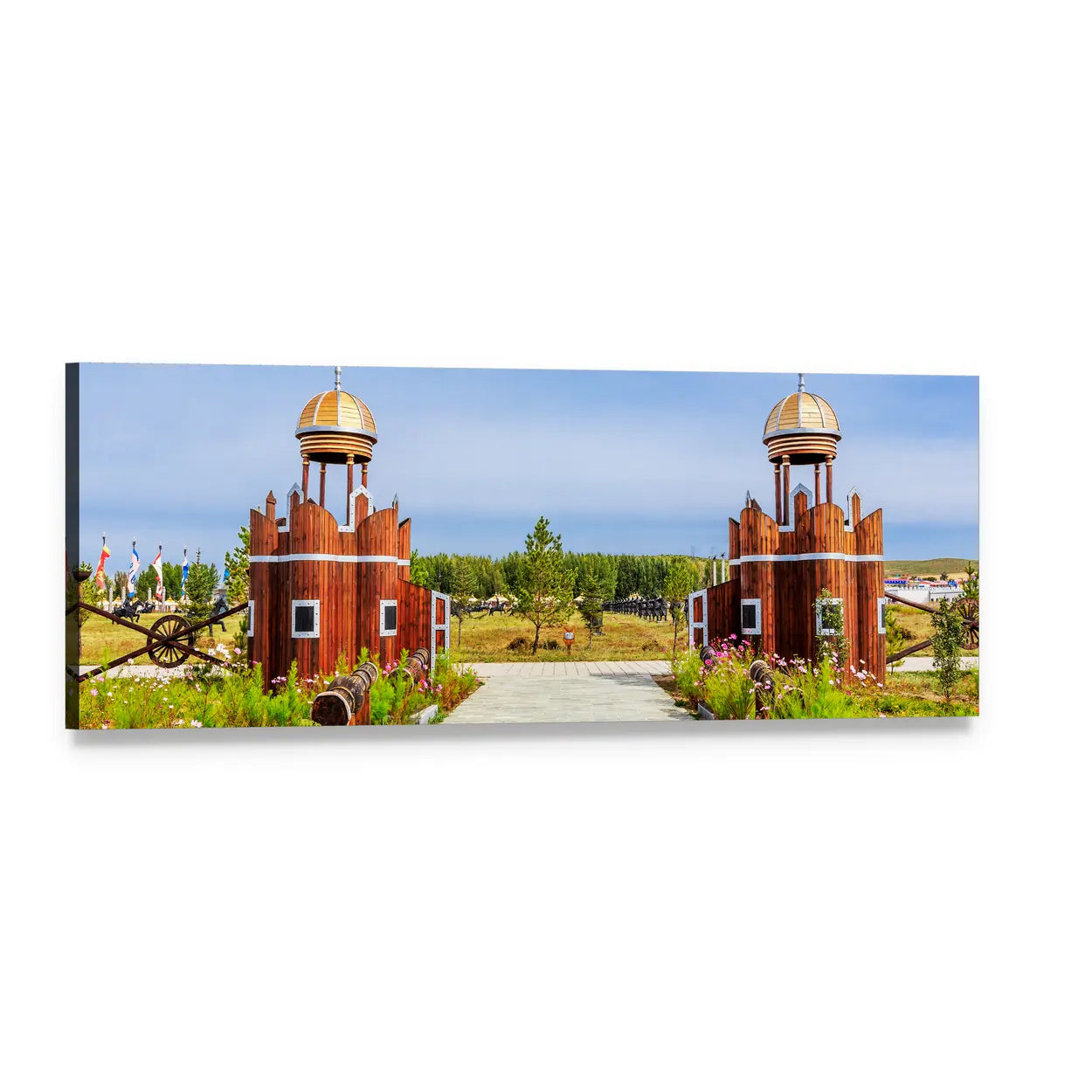 Jingbei Khan Palace Gateway Panoramic Canvas Wall Art, single panel gallery wrapped canvas, angled product view