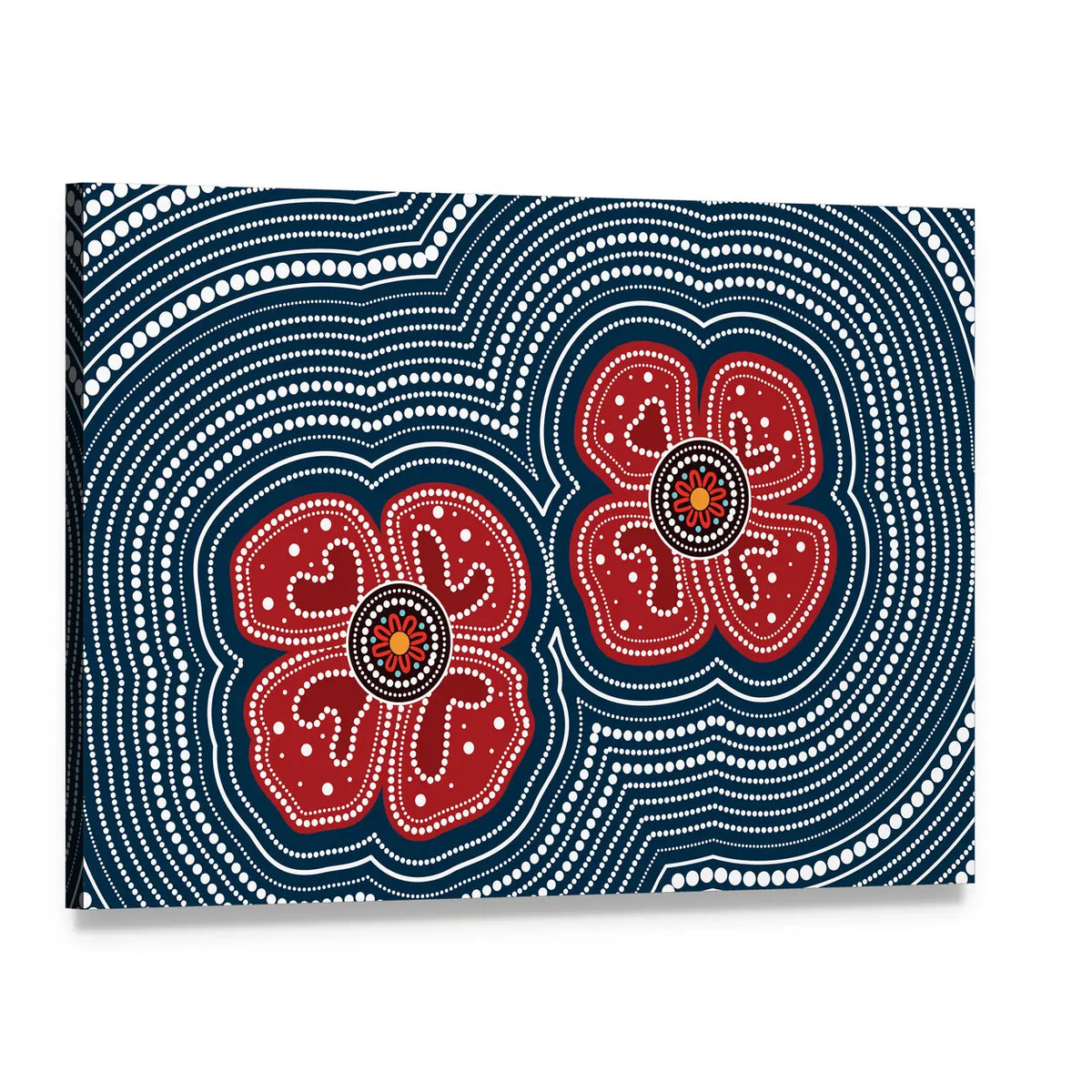 Dotted Red Poppy Flowers Canvas Wall Art, single panel gallery wrapped canvas, angled product view