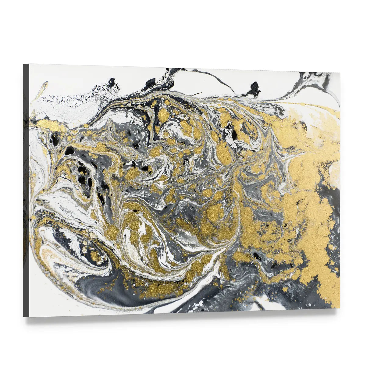 Marble Acrylic Abstract Canvas Wall Art, single panel gallery wrapped canvas, angled product view