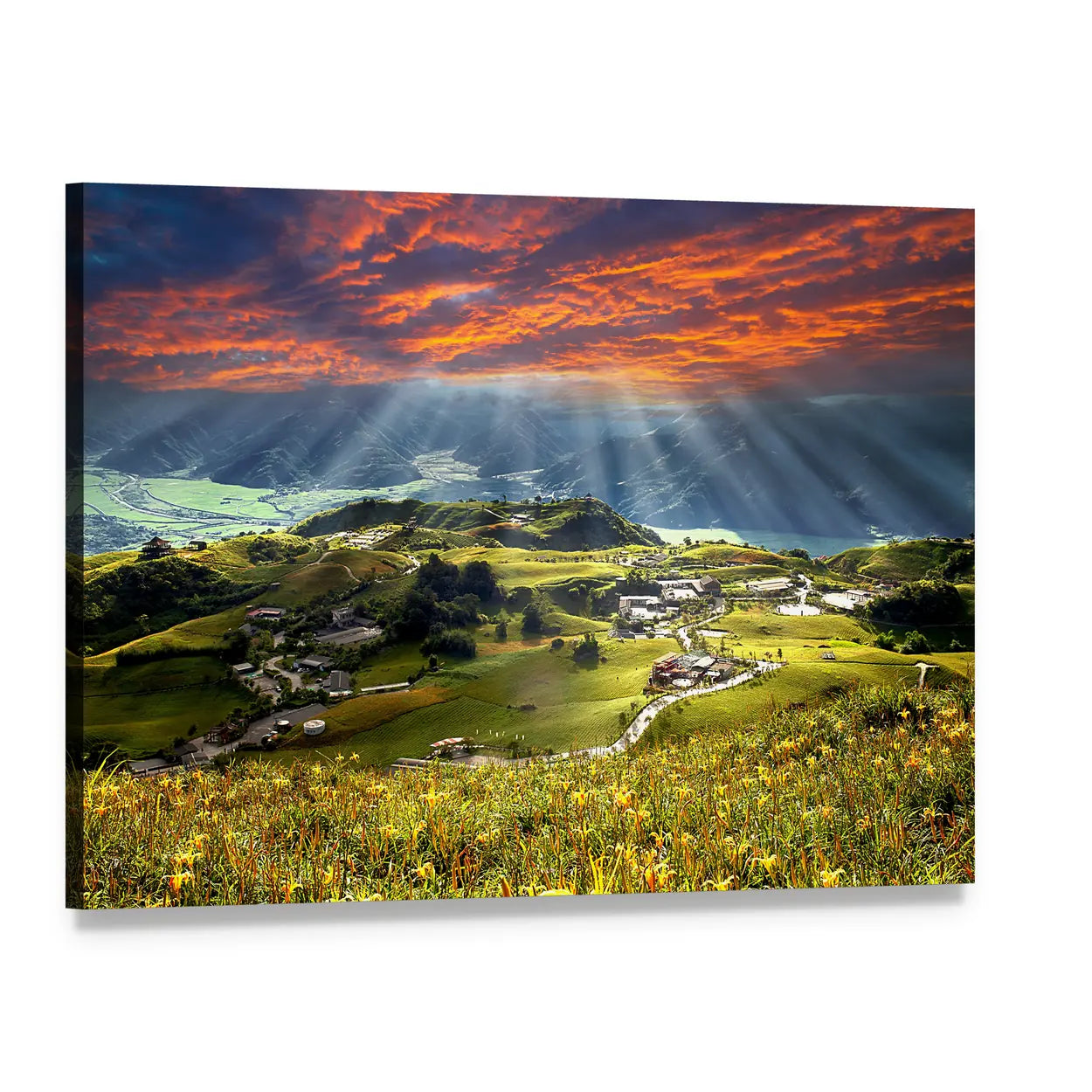 Sixty Stone Mountain at Sunrise Canvas Wall Art, single panel gallery wrapped canvas, angled product view
