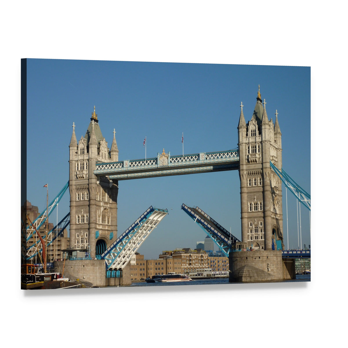 Tower Bridge Over the River Thames Canvas Wall Art, single panel gallery wrapped canvas, angled product view