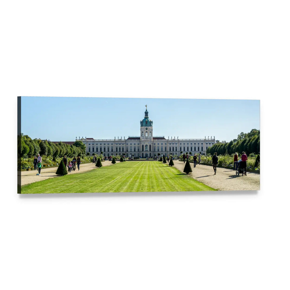 Charlottenburg Palace Garden View Panoramic Canvas Wall Art, single panel gallery wrapped canvas, angled product view