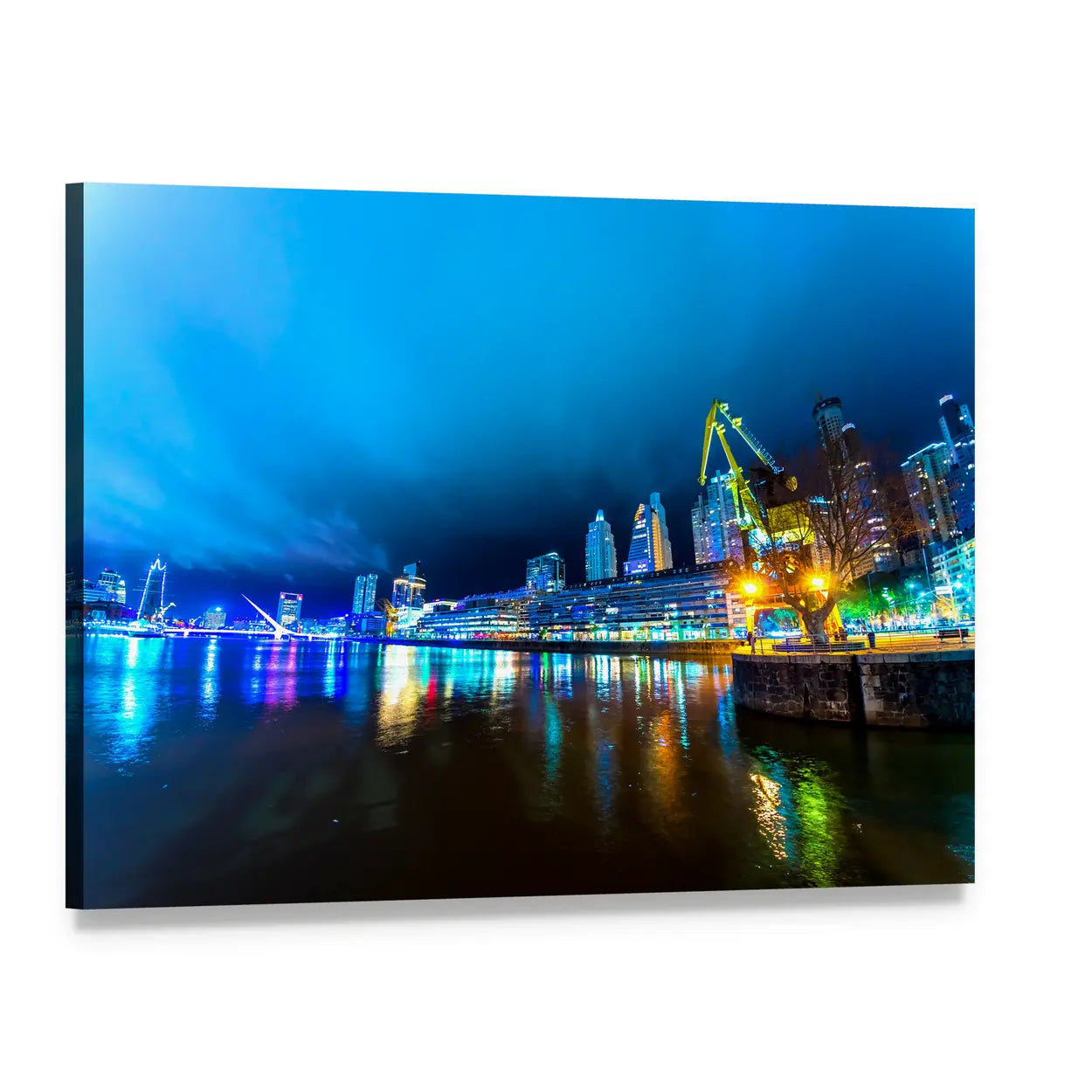 Buenos Aires City Lights Canvas Wall Art, single panel gallery wrapped canvas, angled product view