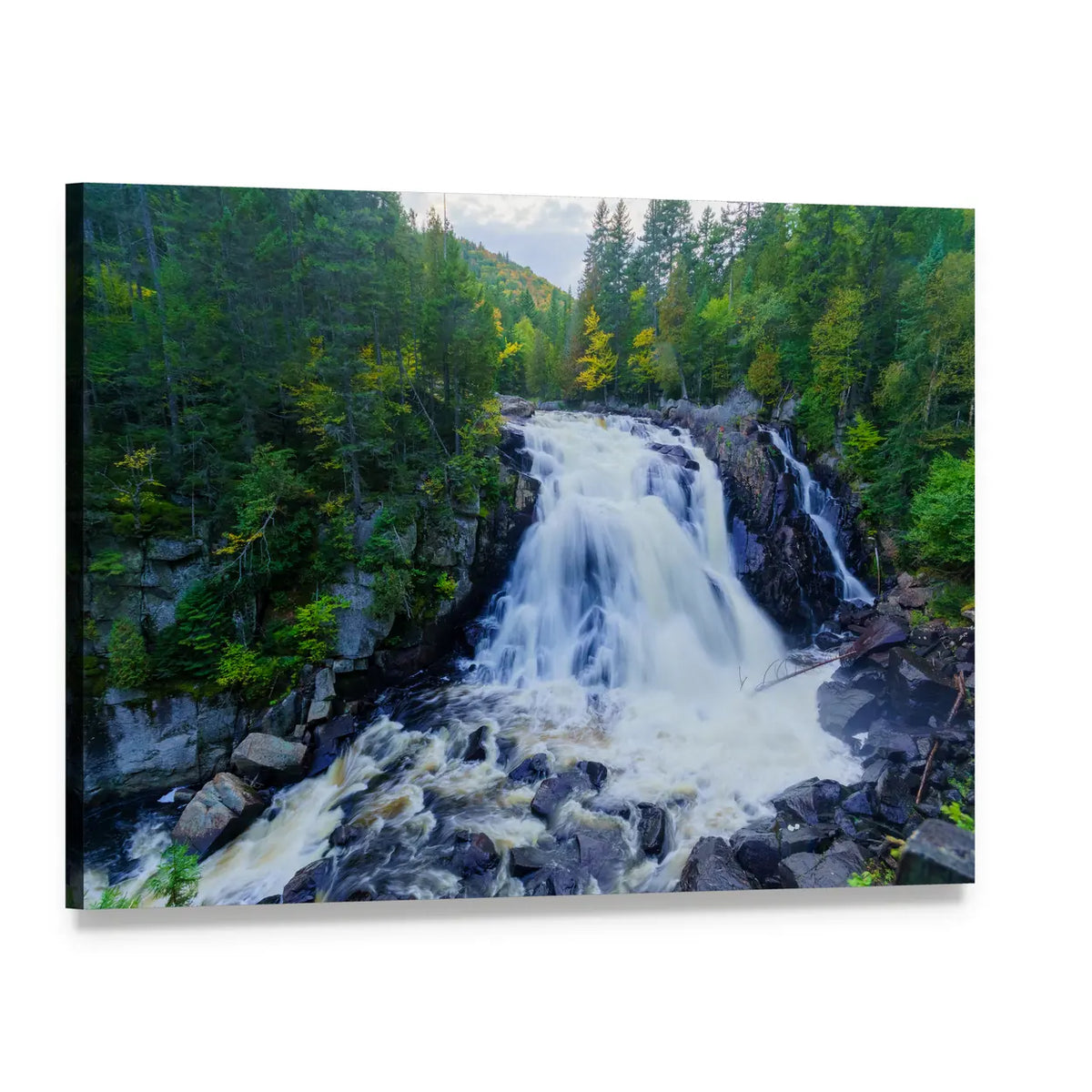 Diable Waterfall in Canada Canvas Wall Art, single panel gallery wrapped canvas, angled product view