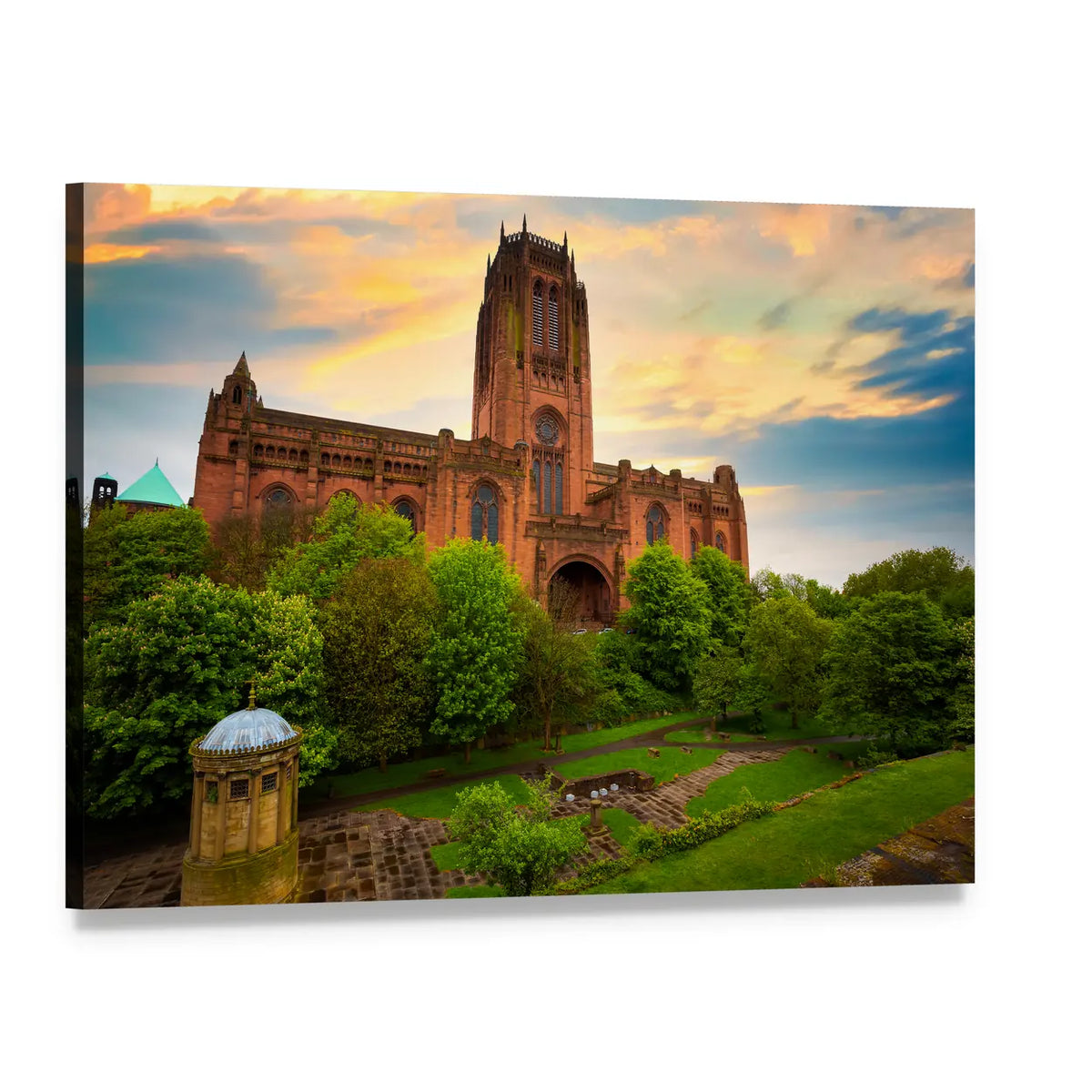 Liverpool Cathedral of the Risen Christ Canvas Wall Art, single panel gallery wrapped canvas, angled product view