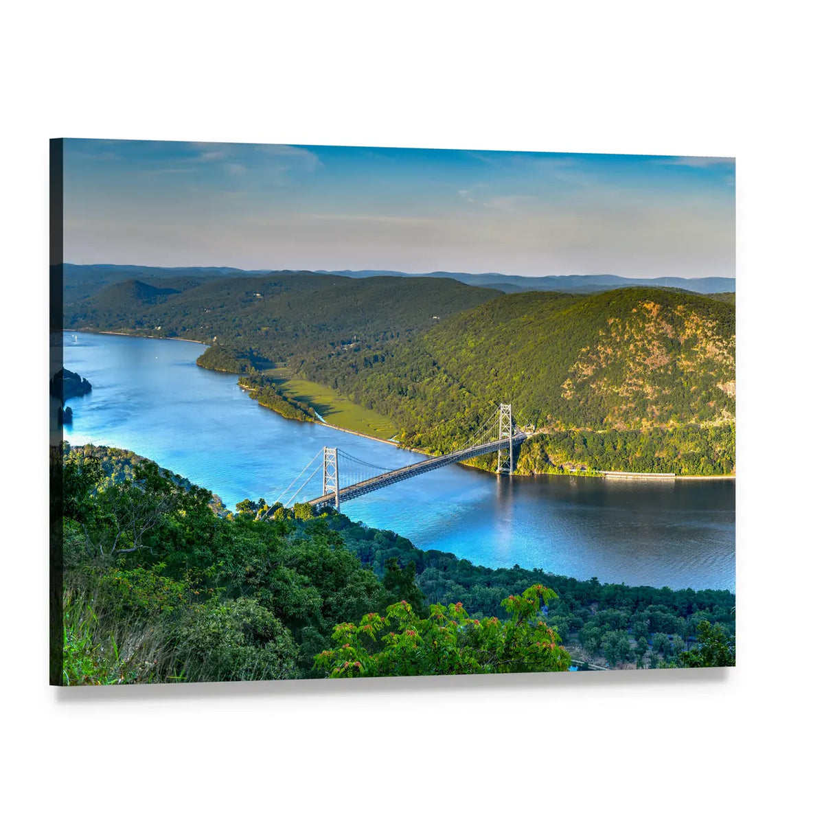 Bear Mountain Suspension Bridge Canvas Wall Art, single panel gallery wrapped canvas, angled product view