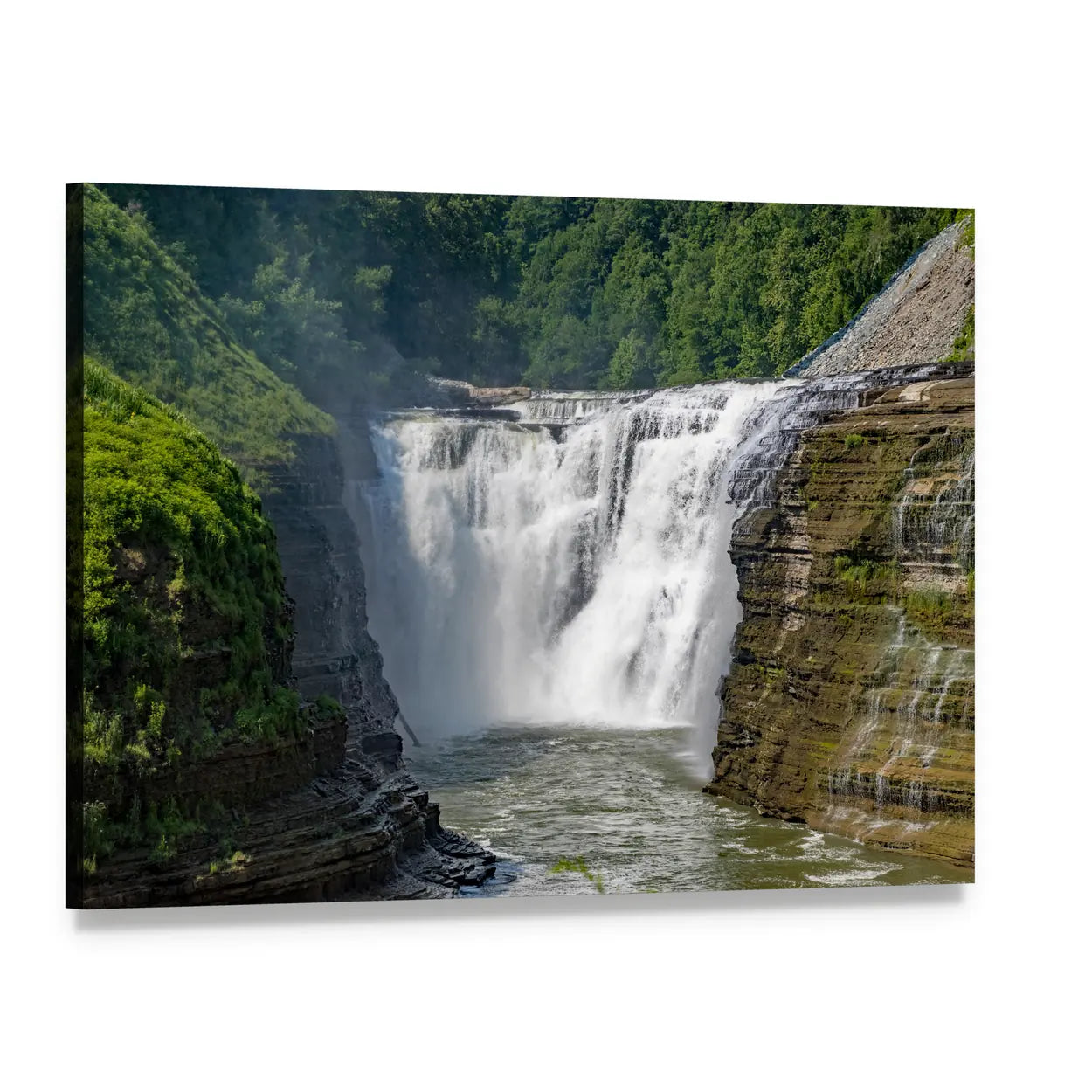 Waterfalls at Letchworth State Park Canvas Wall Art, single panel gallery wrapped canvas, angled product view
