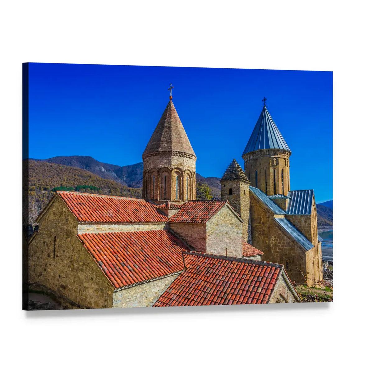 Ananuri Castle Georgia Canvas Wall Art, single panel gallery wrapped canvas, angled product view
