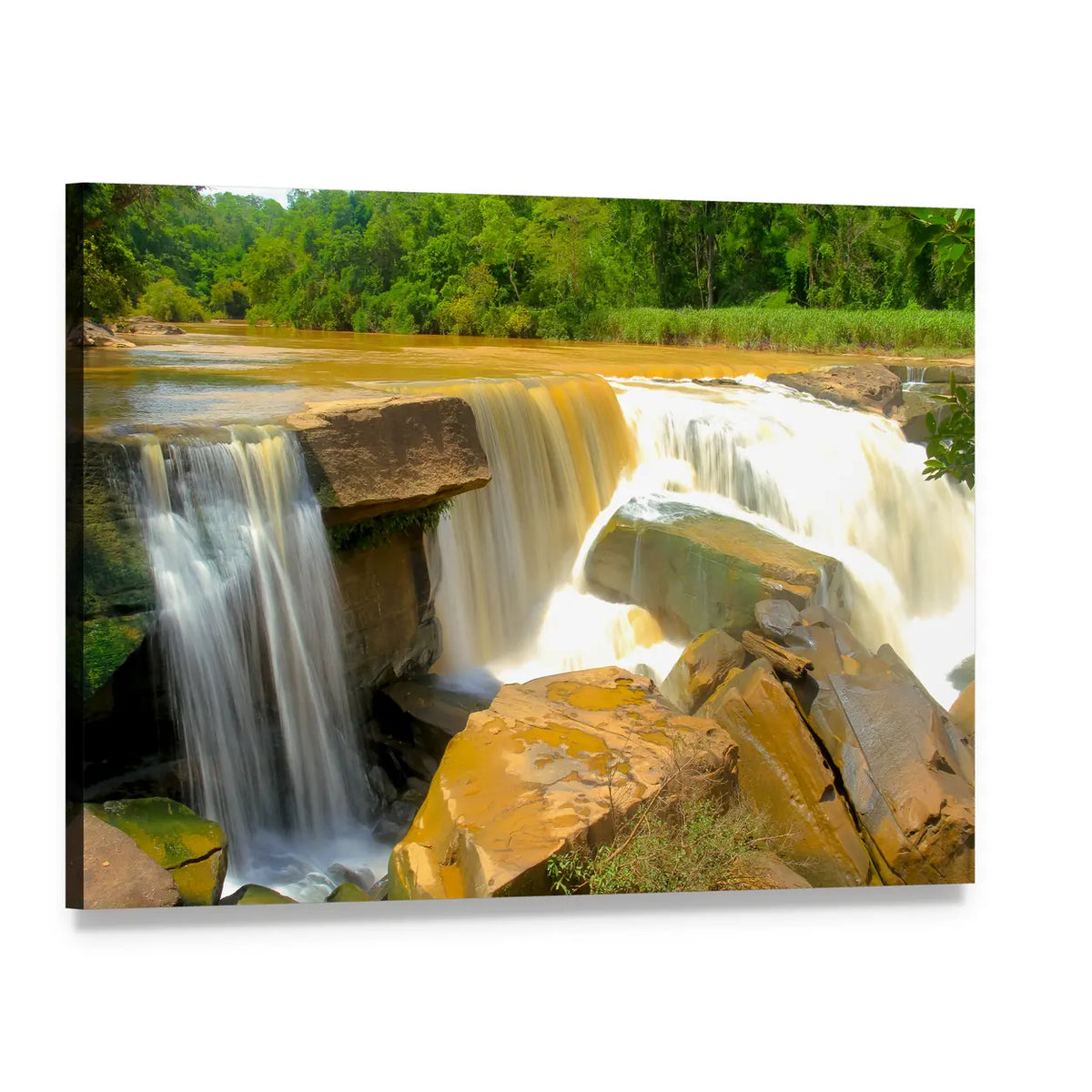 Namtok Kaeng Sopha Waterfall Canvas Wall Art, single panel gallery wrapped canvas, angled product view