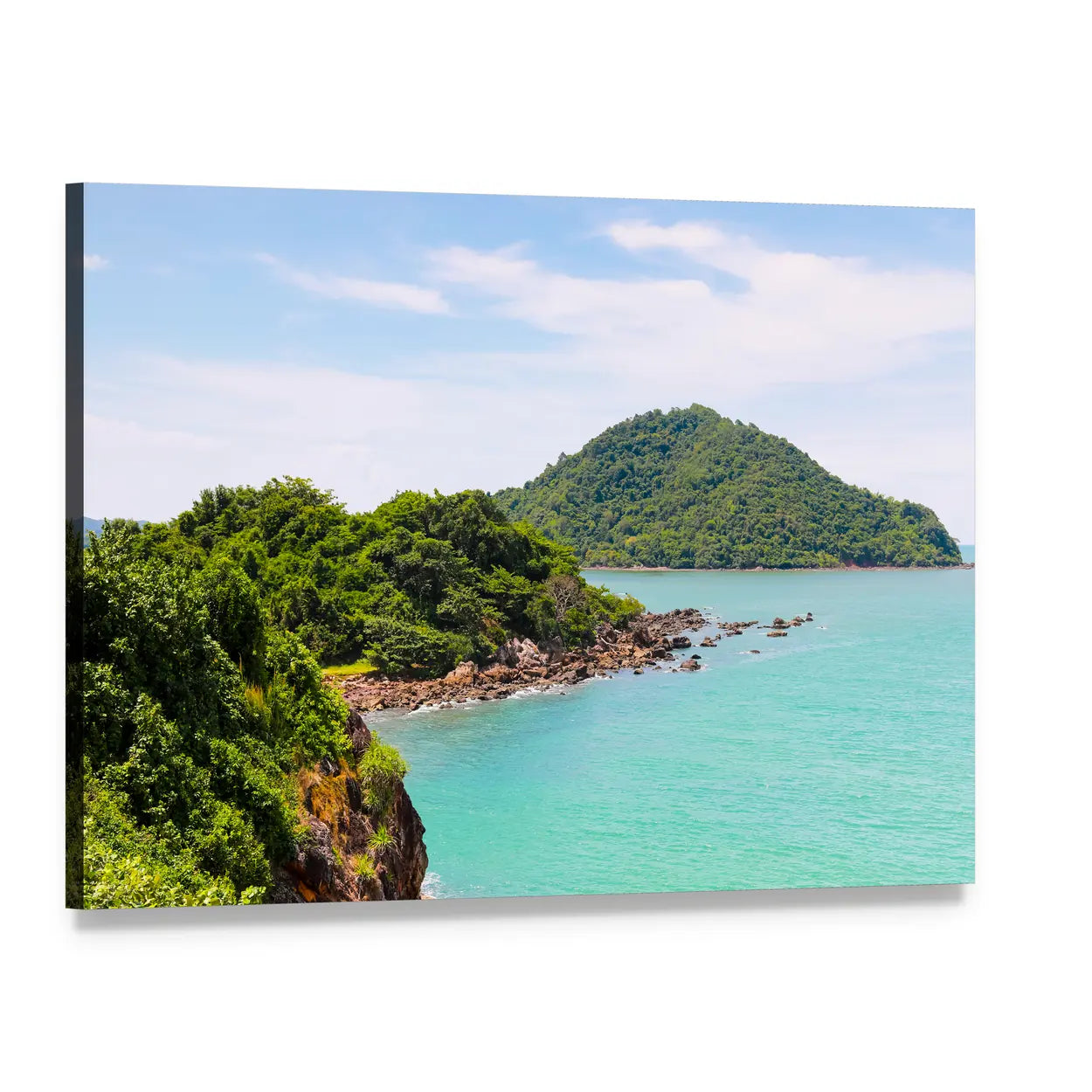 Nang Phaya Hill Coastal View Canvas Wall Art, single panel gallery wrapped canvas, angled product view
