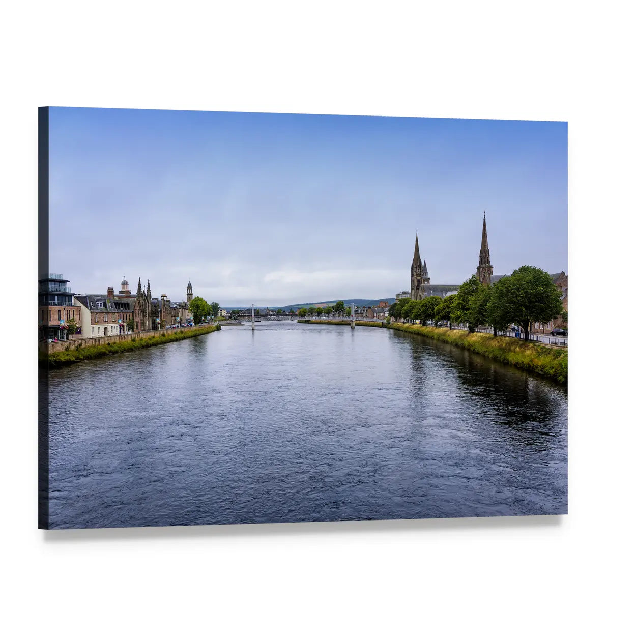 River Ness with Cathedral Spires Canvas Wall Art, single panel gallery wrapped canvas, angled product view