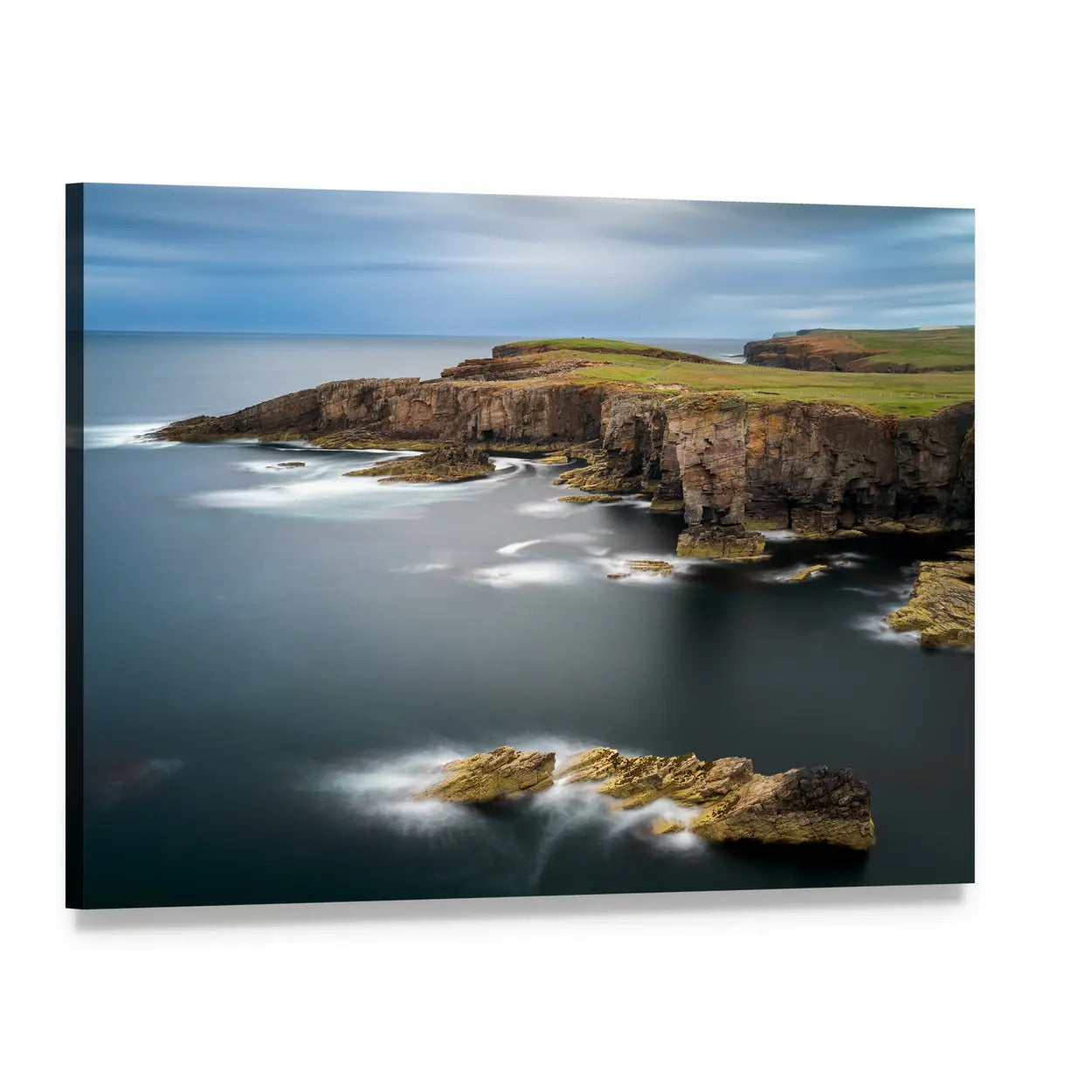 Yesnaby Cliffs and Castle Rock Canvas Wall Art, single panel gallery wrapped canvas, angled product view