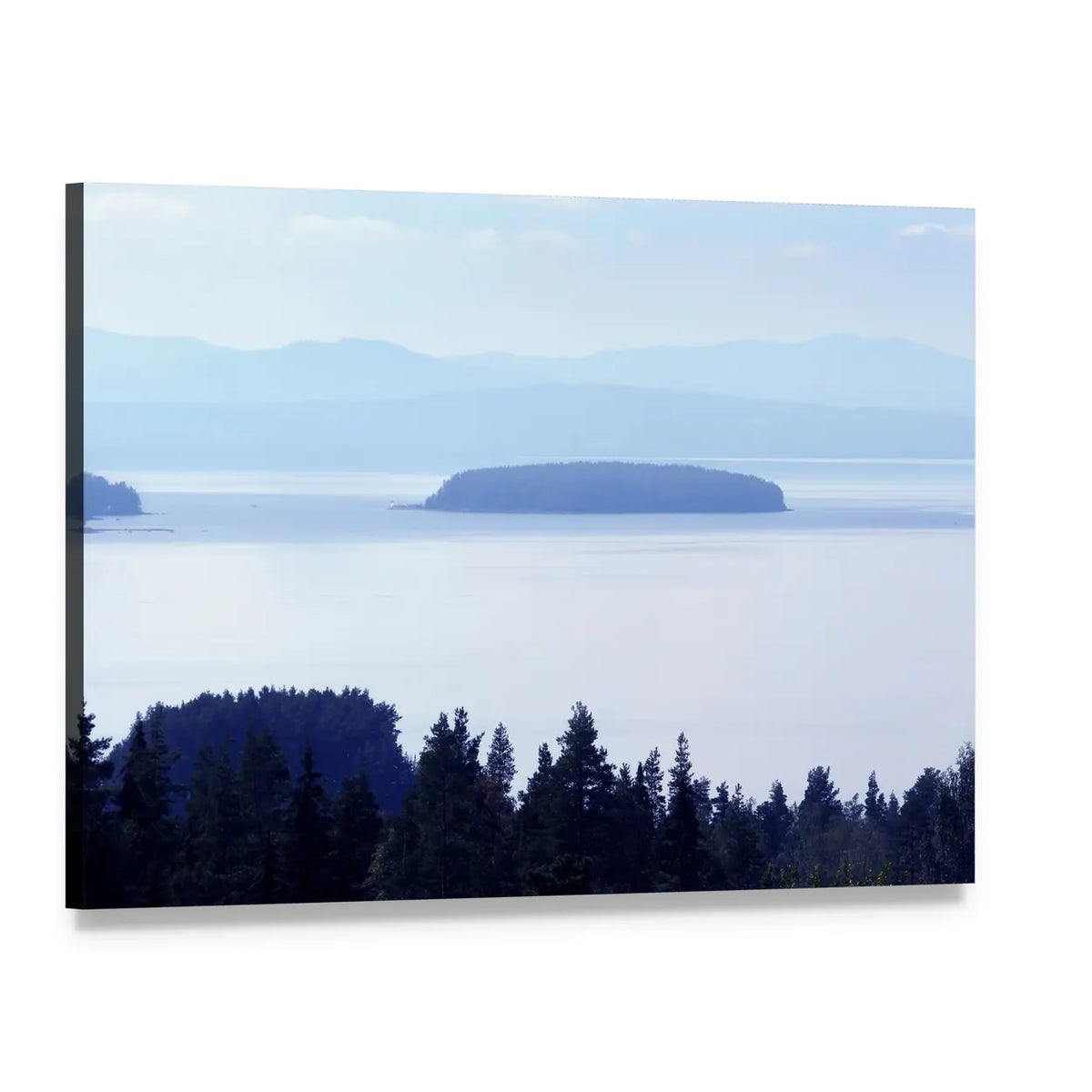 Early Morning Lake In Sweden Canvas Wall Art, single panel gallery wrapped canvas, angled product view