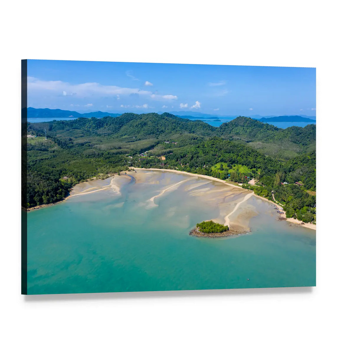 Koh Yao Noi Turquoise Coast Aerial View Canvas Wall Art, single panel gallery wrapped canvas, angled product view
