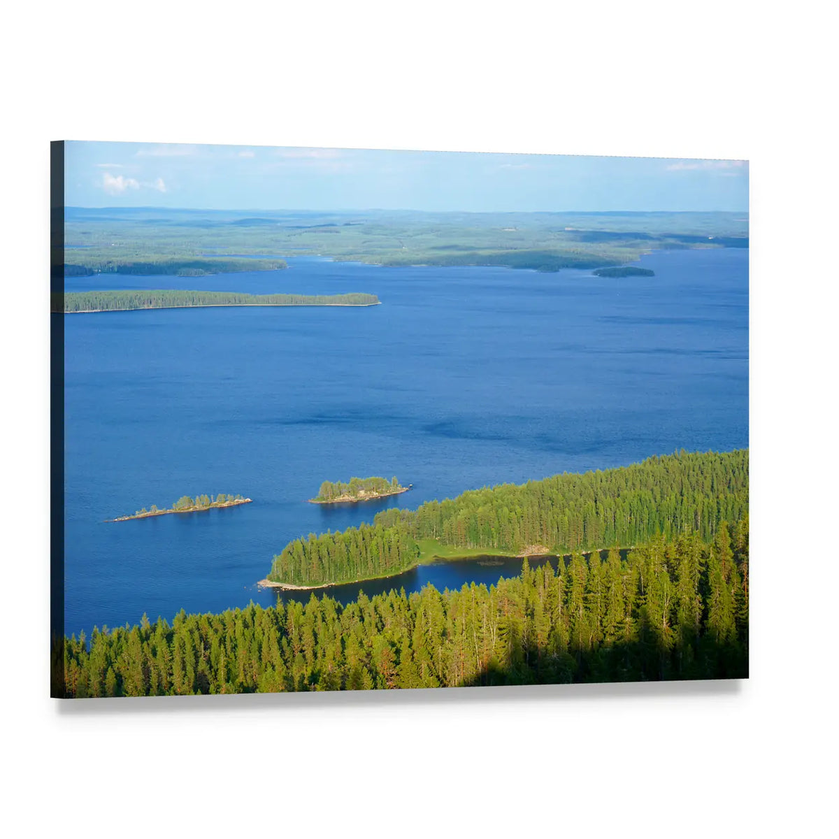Lake Pielinen with Forested Islands Canvas Wall Art, single panel gallery wrapped canvas, angled product view