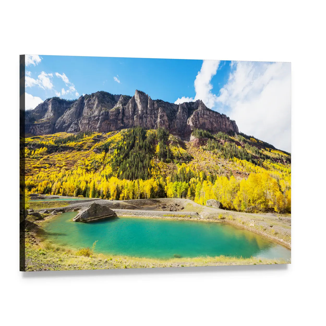 Autumn in Colorado Mountains Canvas Wall Art, single panel gallery wrapped canvas, angled product view