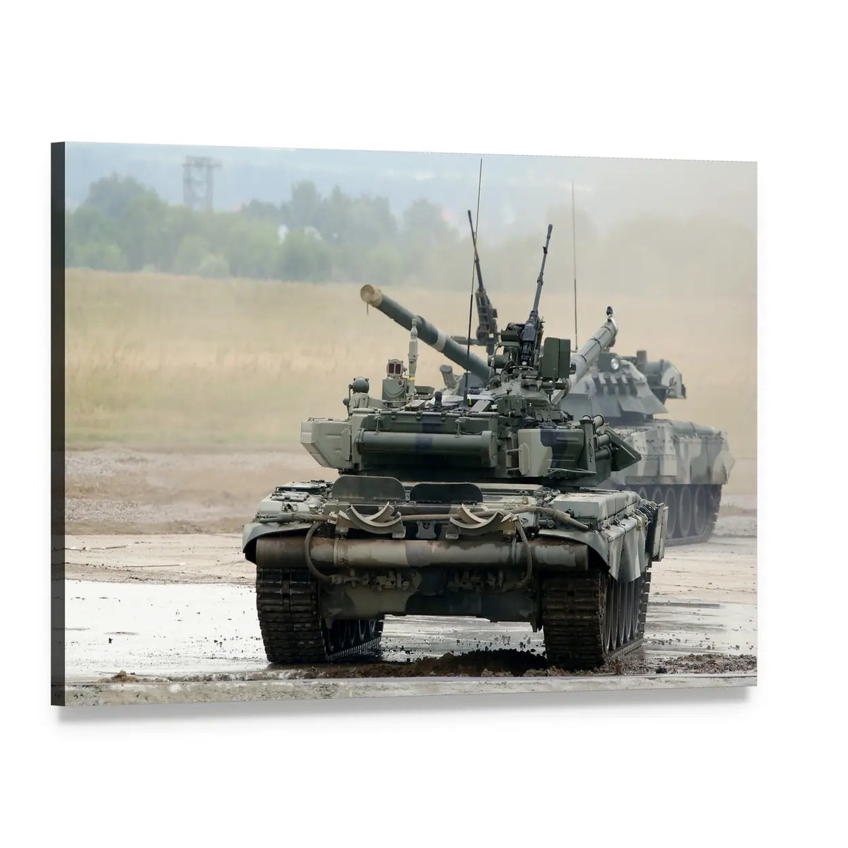 Russian T-90 Main Battle Tank Canvas Wall Art, single panel gallery wrapped canvas, angled product view