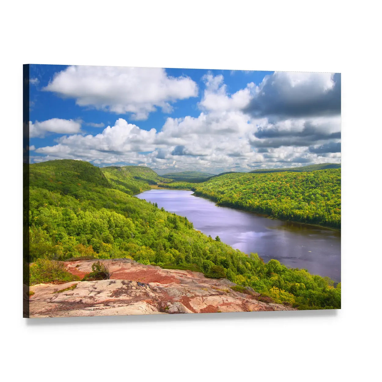 Lake of the Clouds Landscape Canvas Wall Art, single panel gallery wrapped canvas, angled product view