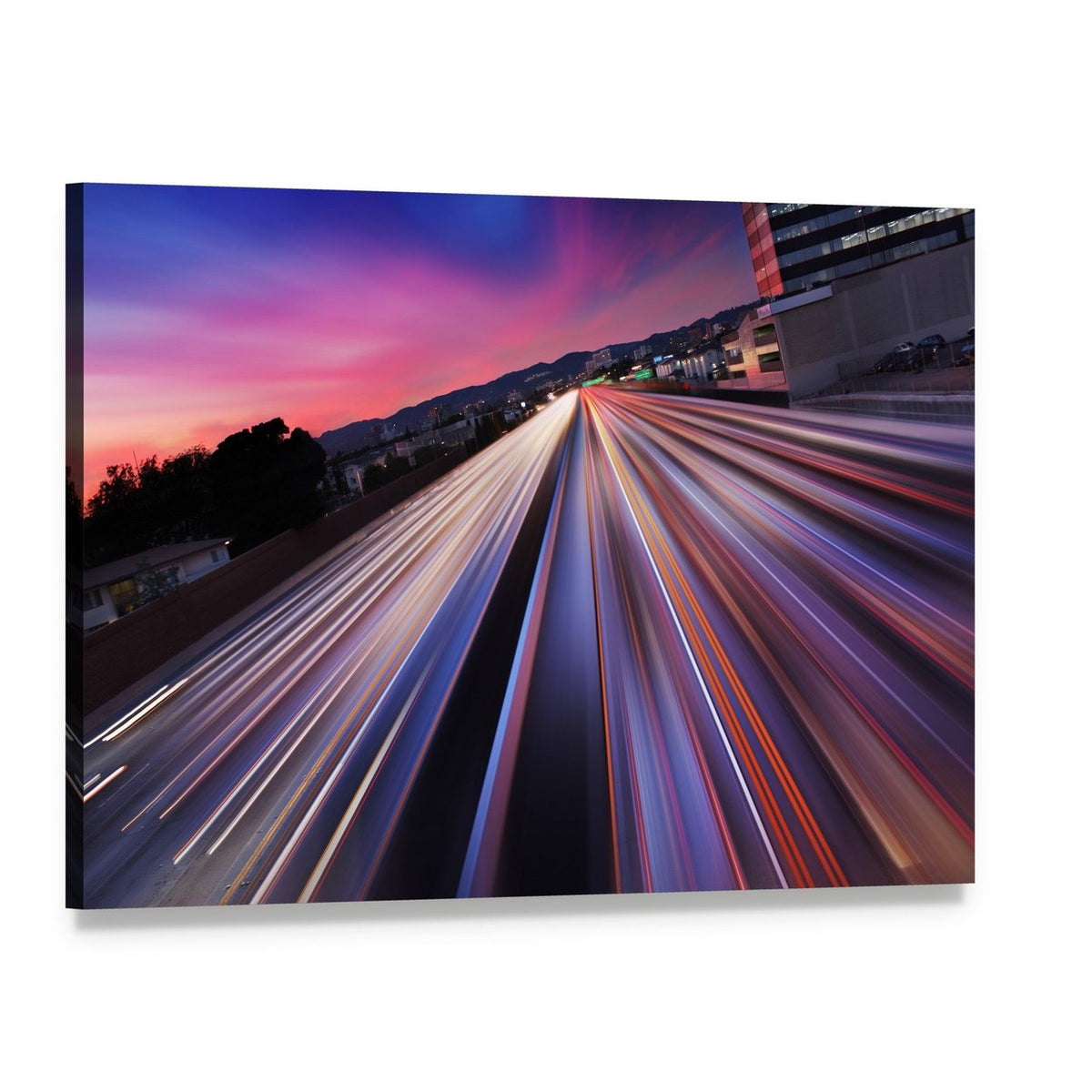 California Traffic at Twilight Canvas Wall Art, single panel gallery wrapped canvas, angled product view