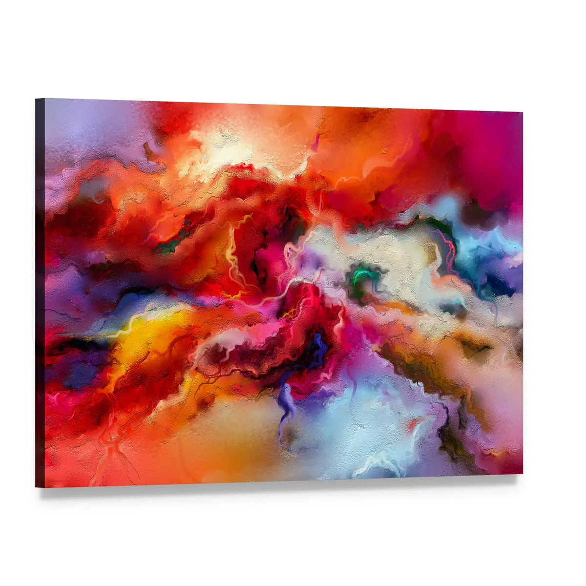 Colorful Hand Drawn Brush Stroke Abstract Canvas Wall Art, single panel gallery wrapped canvas, angled product view