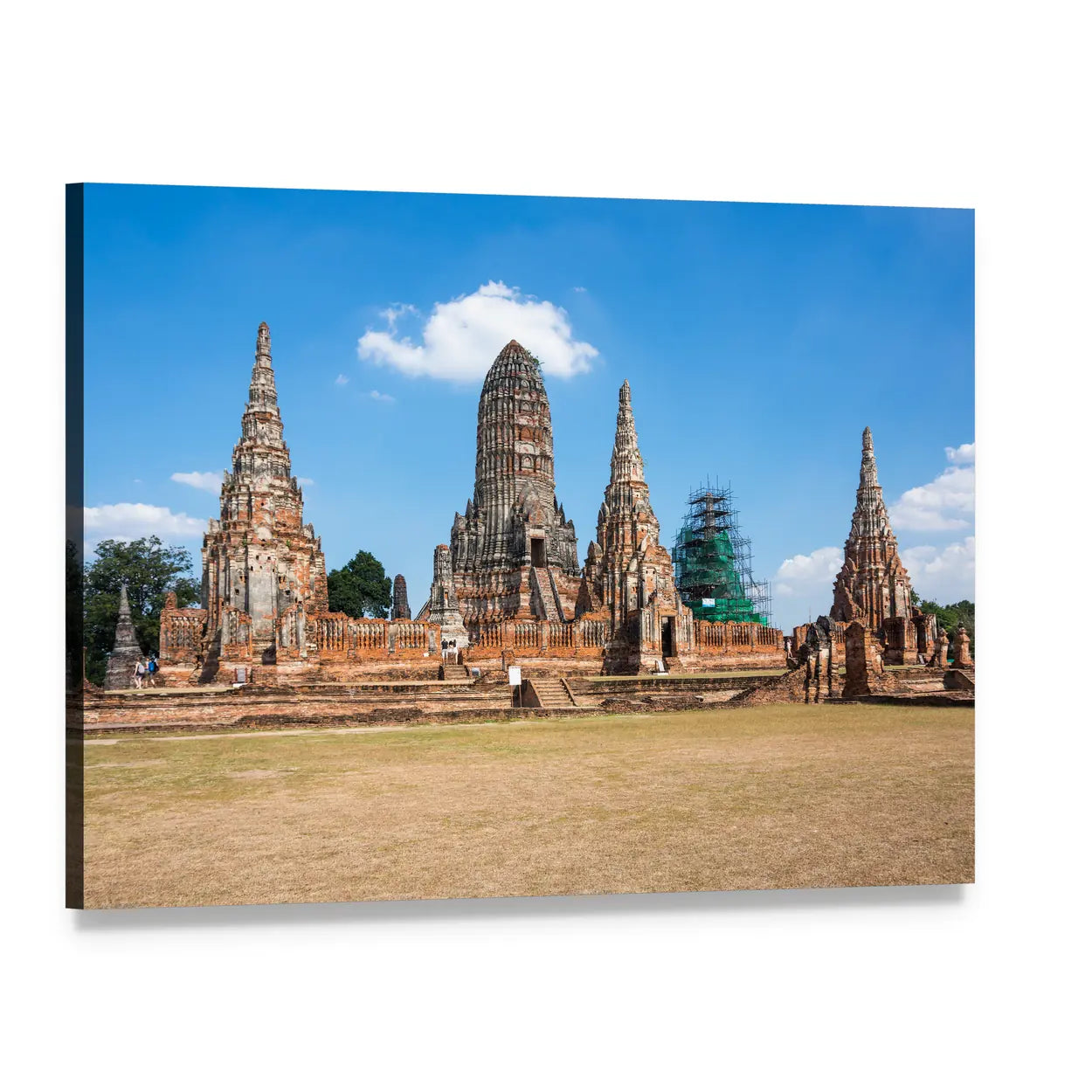 Ayutthaya Temple Ruins Canvas Wall Art, single panel gallery wrapped canvas, angled product view