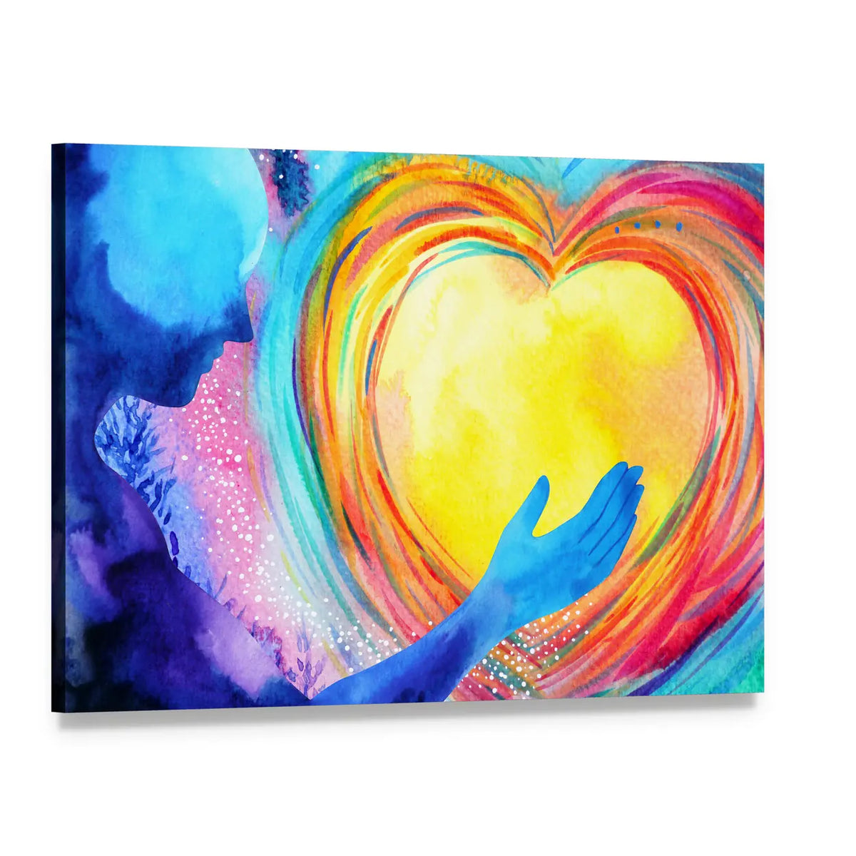 Human And Love Spirit Concept Canvas Wall Art, single panel gallery wrapped canvas, angled product view