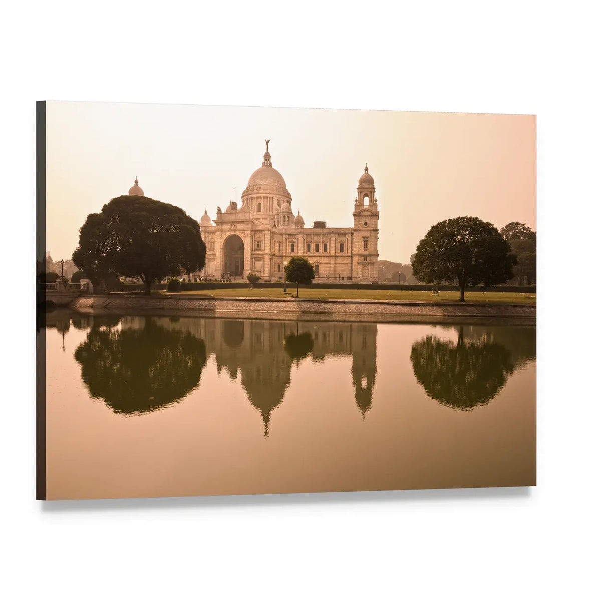 Victoria Memorial Kolkata Canvas Wall Art, single panel gallery wrapped canvas, angled product view