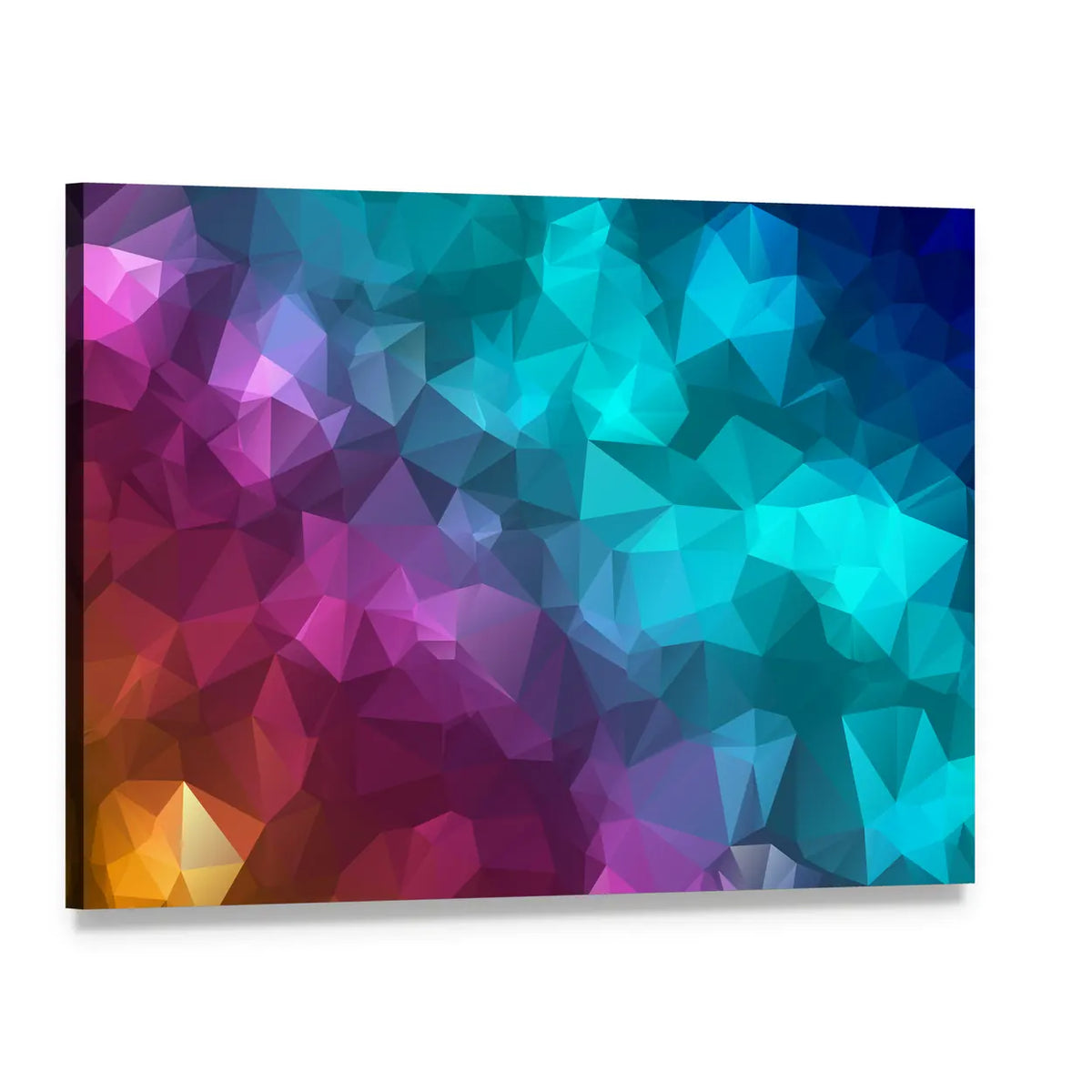 Low Poly Triangle Abstract Canvas Wall Art, single panel gallery wrapped canvas, angled product view