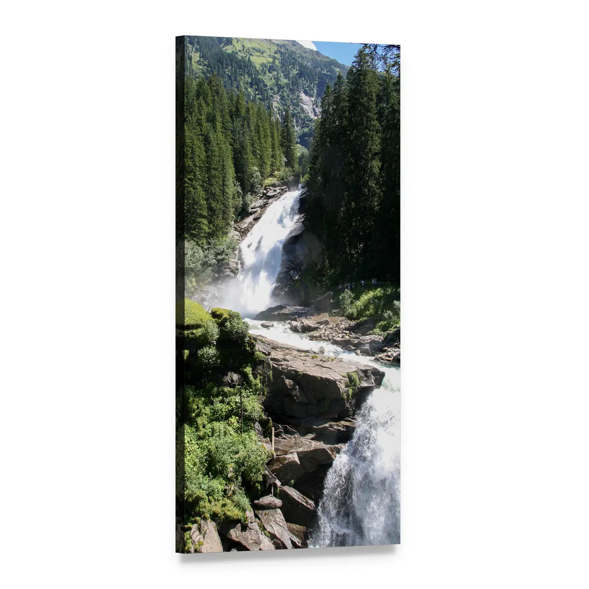 Krimml Waterfall in Austria Vertical Canvas Wall Art, 1 panel 1 Vertical layout gallery wrapped canvas set, angled product view