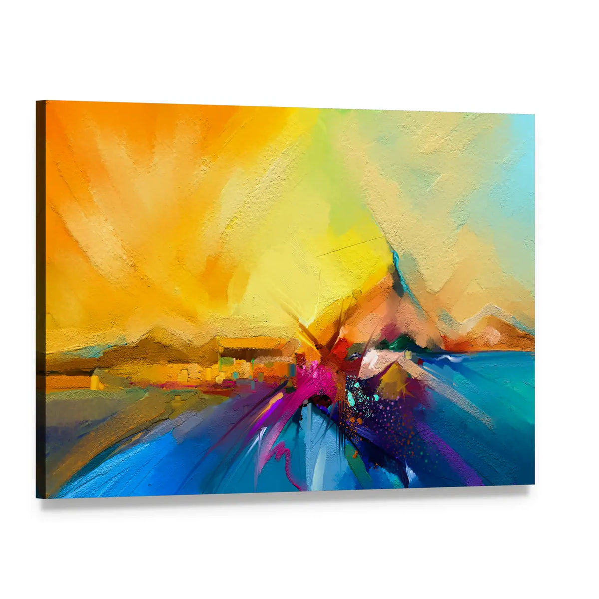 Sail on Sea Abstract Landscape Canvas Wall Art, single panel gallery wrapped canvas, angled product view