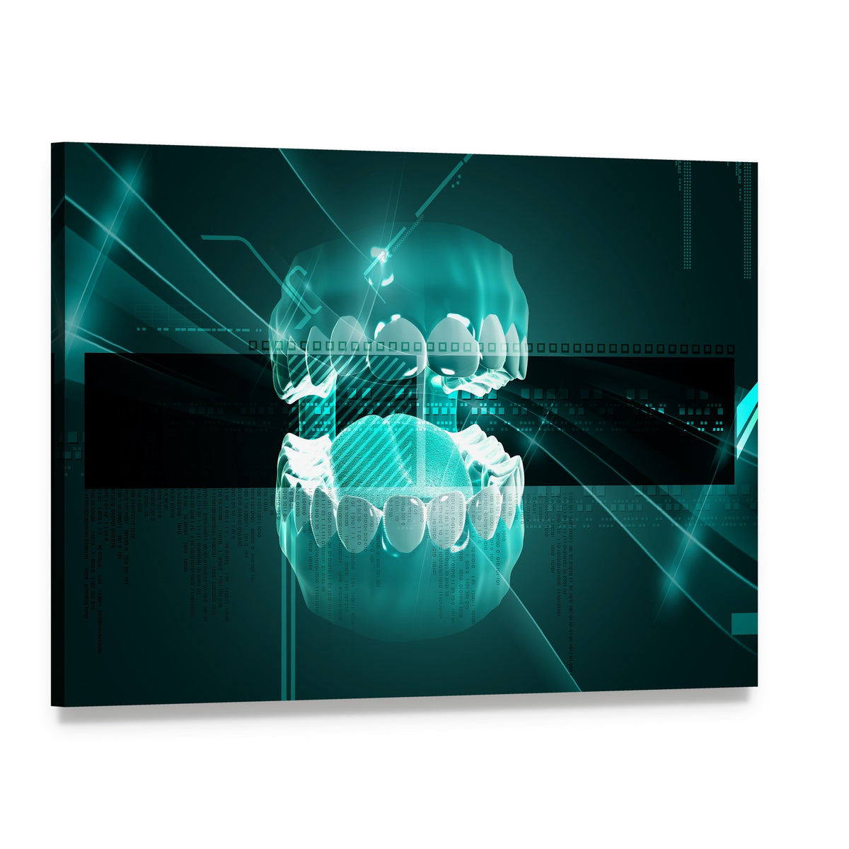 3d Digital Teeth Illustration Canvas Wall Art, single panel gallery wrapped canvas, angled product view