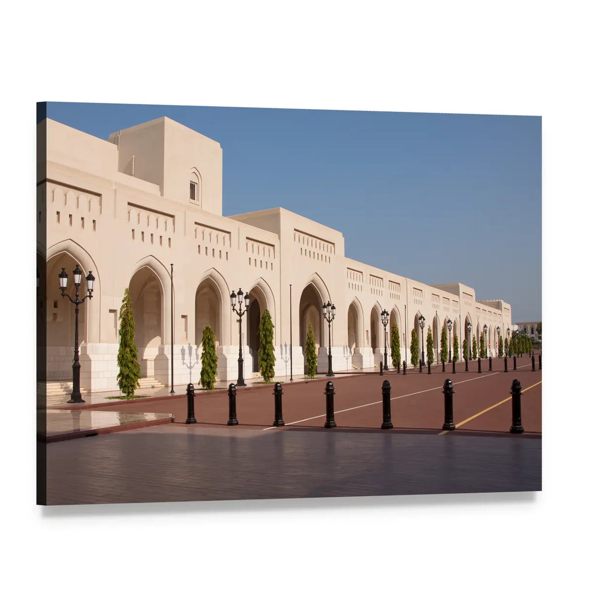 Sultan Qaboosh Palace Courtyard in Muscat Canvas Wall Art, single panel gallery wrapped canvas, angled product view