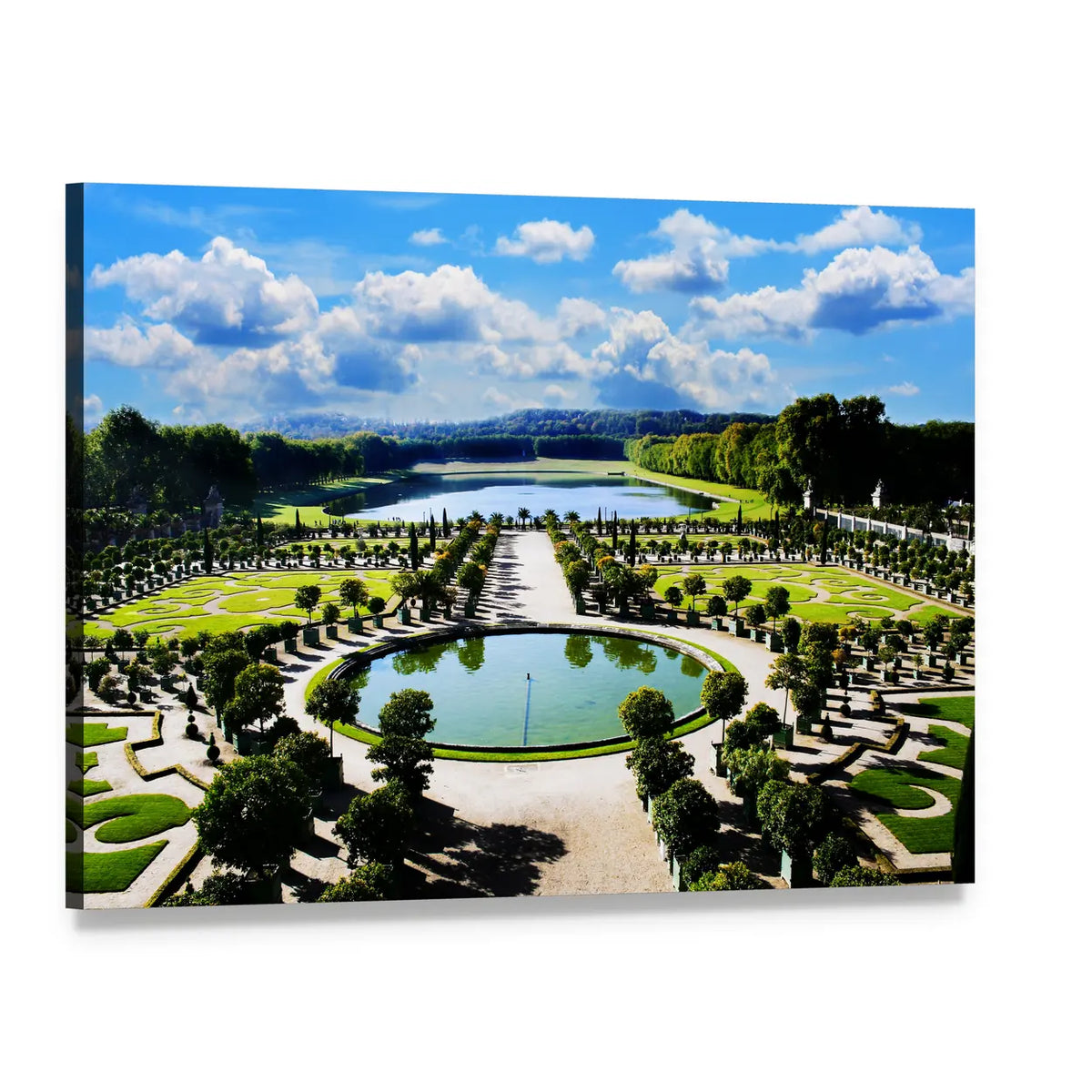 Versailles Royal Garden, Paris Canvas Wall Art, single panel gallery wrapped canvas, angled product view