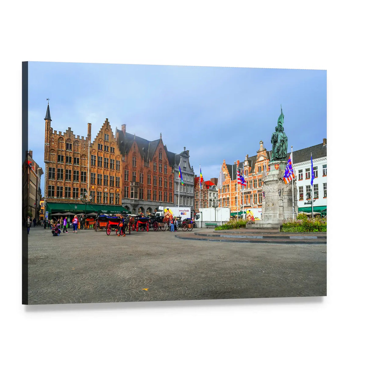 Streets of Bruges Canvas Wall Art, single panel gallery wrapped canvas, angled product view