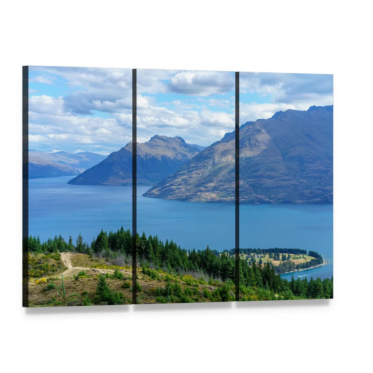 Queenstown Hill Walkway Canvas Wall Art, 3 panel 3 Horizontal layout gallery wrapped canvas set, angled product view