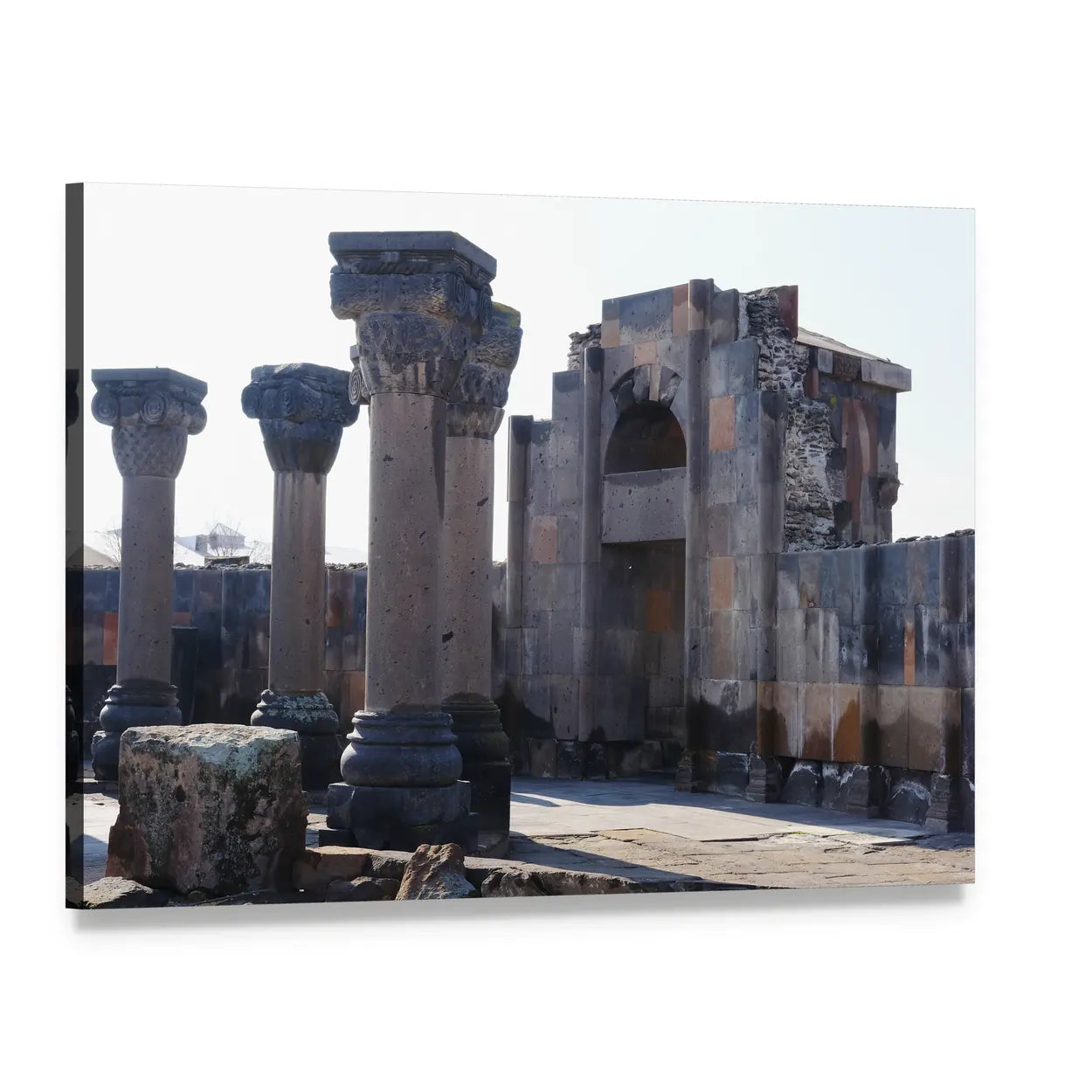 Zvartnos Temple Ruins Canvas Wall Art, single panel gallery wrapped canvas, angled product view